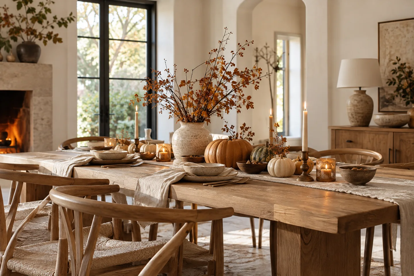Seasonal dining table styling